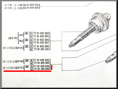 Crown wheel and pinion (8 and 31 teeth) 385 gearbox – Renault 16 – OEM 7701455894