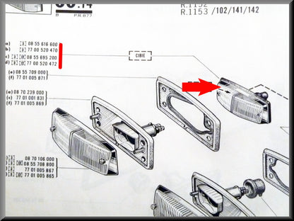 Clignotant droit – Renault 16 L-TL-TS – OEM 0855616600
