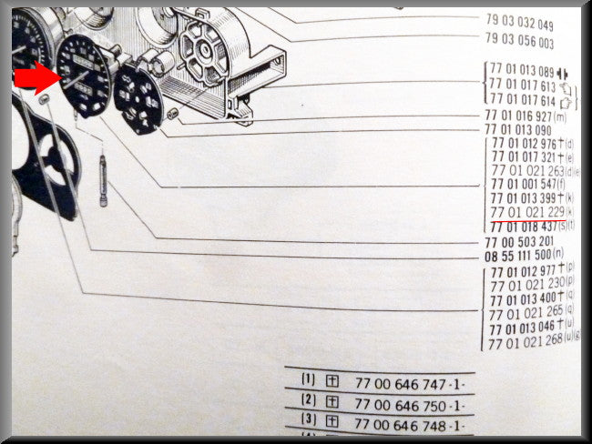 Compteur de vitesse – Renault 16 TX – OEM 7701021229 – Occasion