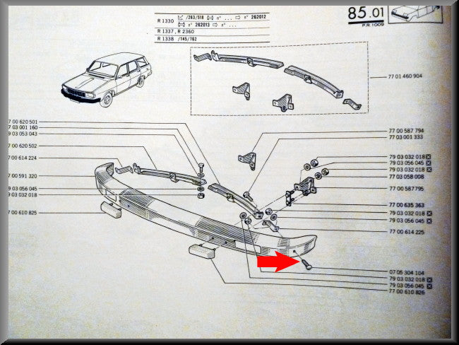 Boulon (INOX) pare-chocs – Renault 12 – OEM 0705304104