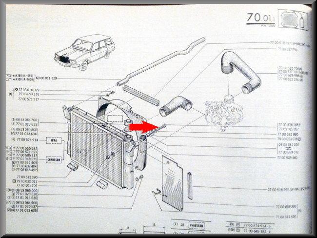 Boulon de fixation radiateur – Renault 12 – Renault 15 - Renault 16 - Renault divers - OEM 7703015057