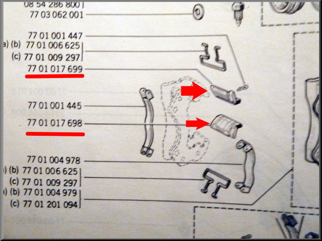 Plaquettes de fixation d'étrier de frein – Renault 12 - Renault 15 - Renault 17 – OEM 7701017699