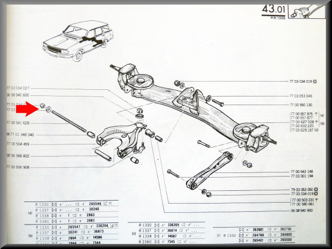Moer en revet centrale as driehoekarm – Renault 12 – Renault 15 - Renault 17 - OEM 7703034021 / 7703053015