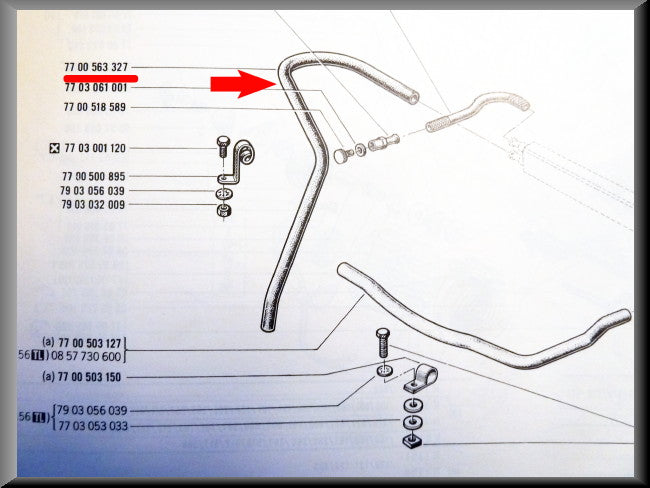 Heater hose right – Renault 16 TX, TS – OEM 7700563327