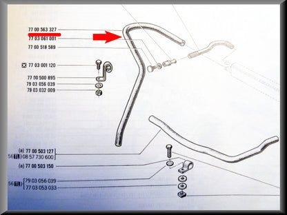 Heater hose right – Renault 16 TX, TS – OEM 7700563327