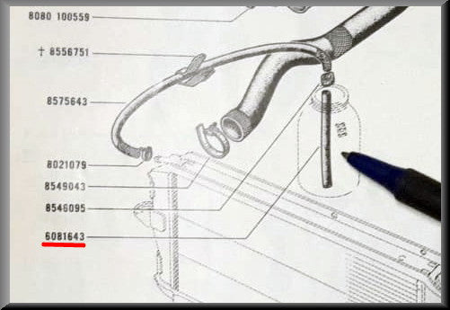 Expansion tank hose – Renault 16 – OEM 0608164300