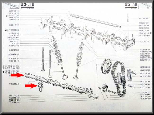 Nokkenas met ontstekingstandwiel – Renault 12 Gordini – Renault 16 - Renault 17 - OEM 7701452043