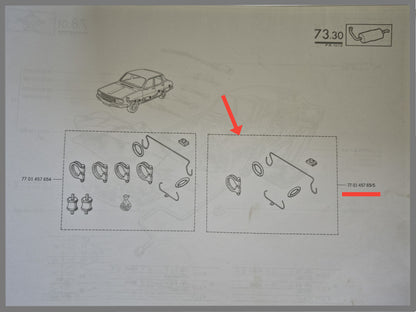 Kit de fixation d'échappement - Renault 12 - OEM 7701457655