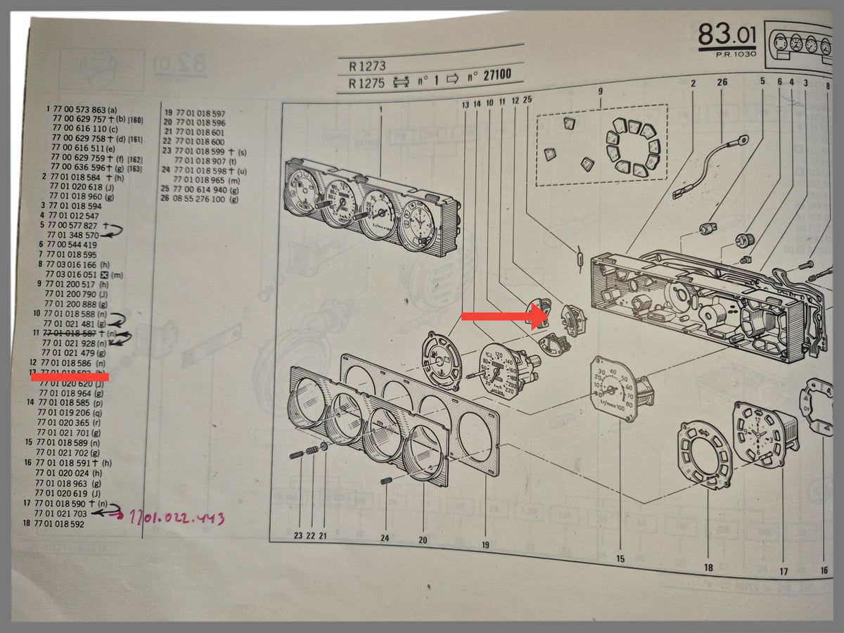 Jauge à essence - Renault 30 - OEM 7701018865
