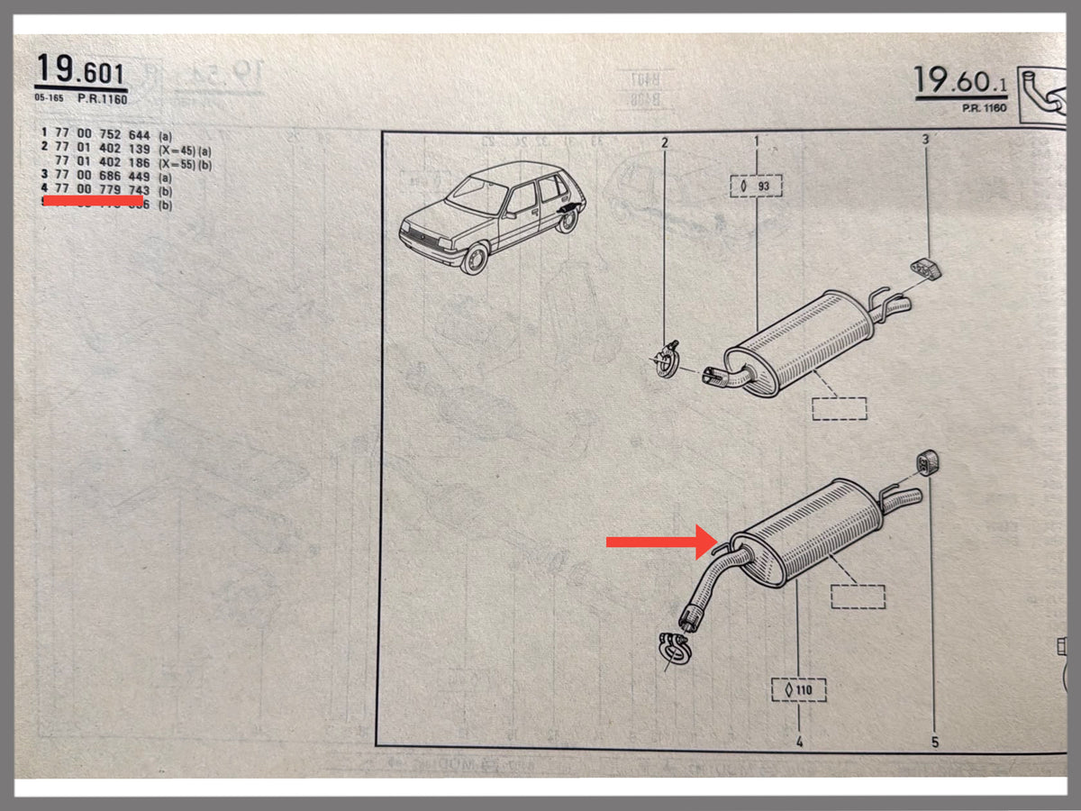 Exhaust silencer - Renault Super 5 - OEM 7700779743