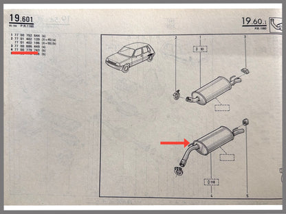 Exhaust silencer - Renault Super 5 - OEM 7700779743