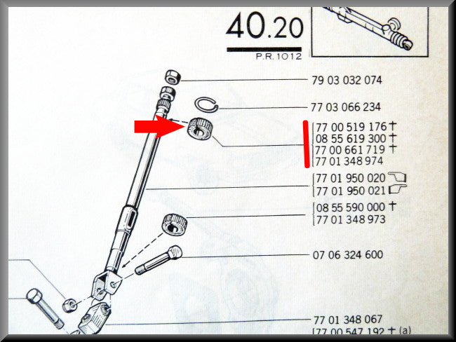 Caoutchouc supérieur colonne de direction – Renault 12 – Renault 16 - Renault divers - OEM 0855589900