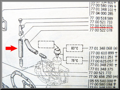 Durite de refroidissement – Renault 12 – OEM 7700522076