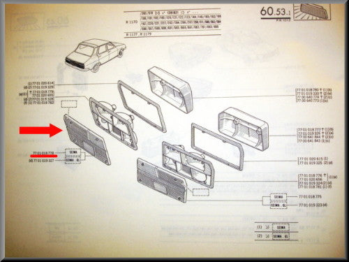 Réflecteur de feu arrière gauche (Pleksan) – Renault 12 – OEM 7701018778A