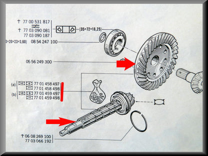 Couronne et pignon (34 et 9 dents) – Renault 12 – Renault 15 - OEM 7701458497