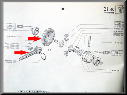 Couronne et pignon (34 et 9 dents) – Renault 12 – Renault 15 - OEM 7701458497
