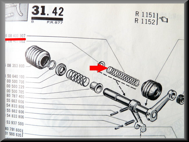 Ressort de levier de vitesse (4 vitesses) – Renault 16 – OEM 0608400907