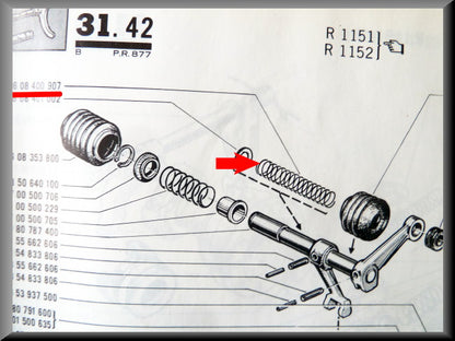 Ressort de levier de vitesse (4 vitesses) – Renault 16 – OEM 0608400907