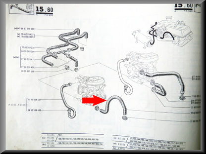 Coolant hose carburetor manifold – Renault 16 TS (1151 - 1154) – OEM 7700540546