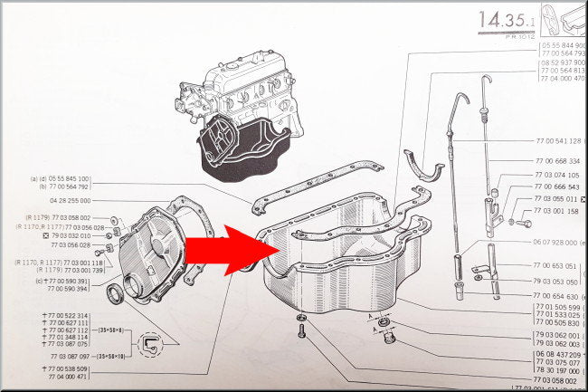 Carter d'huile – Renault 12 – Renault 5 - Renault 15 -  OEM 7701505599