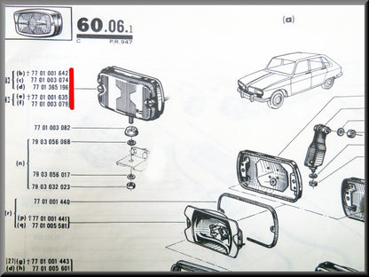 Phare longue portée – Renault 16 TS – FEO 7701001642