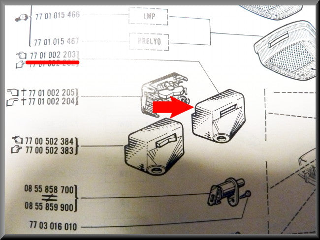 Reading lamp cover – Renault 16 TX – OEM 7701002203