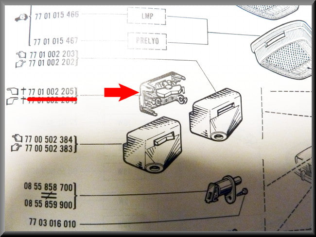 Reading lamp housing – Renault 16 TX – OEM 7701002205