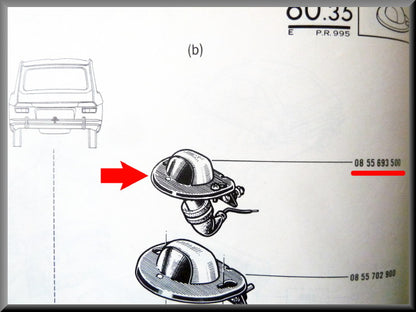 Éclairage de plaque d'immatriculation – Renault 16 – OEM 0855693500
