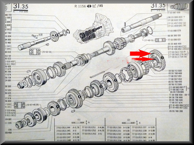Pignon 1ère vitesse (42 dents) – Renault 16 – OEM 7700613725 / 7700613726