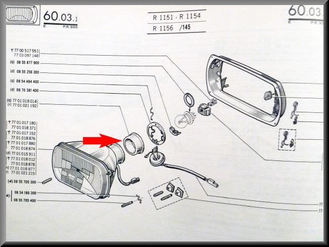 Caoutchouc cache-poussière de phare – Renault 16 TX, TS – OEM 7701018014