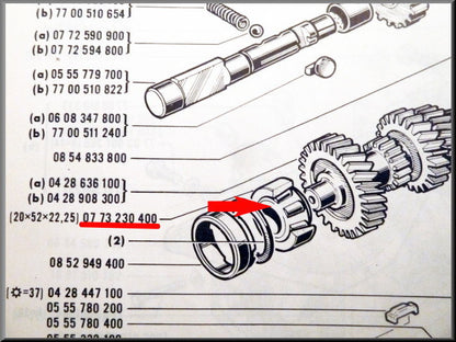 Roulement primaire (25, 52, 16,25 mm) – Renault 16 – Renault 12 Gordini - Renault 12 Break - OEM 7703090167