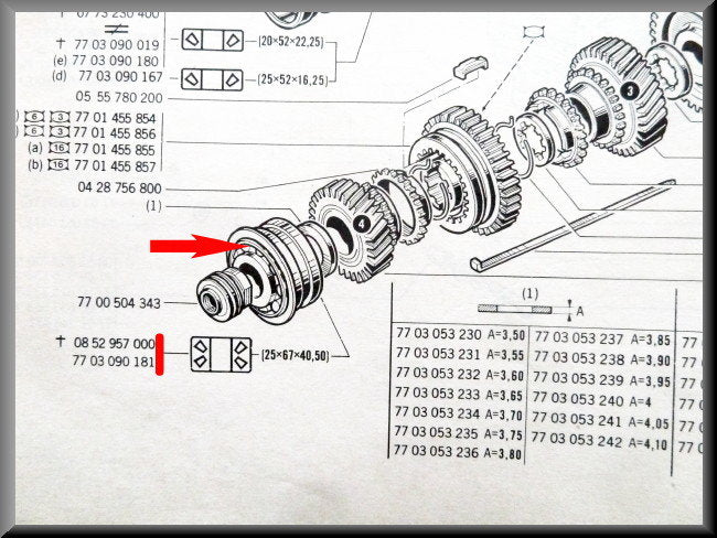 Roulement d'arbre primaire arrière (25x67x40,5 mm) – Renault 12 – Renault 16 - OEM 7703090181