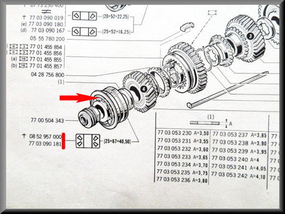 Roulement d'arbre primaire arrière (25x67x40,5 mm) – Renault 12 – Renault 16 - OEM 7703090181