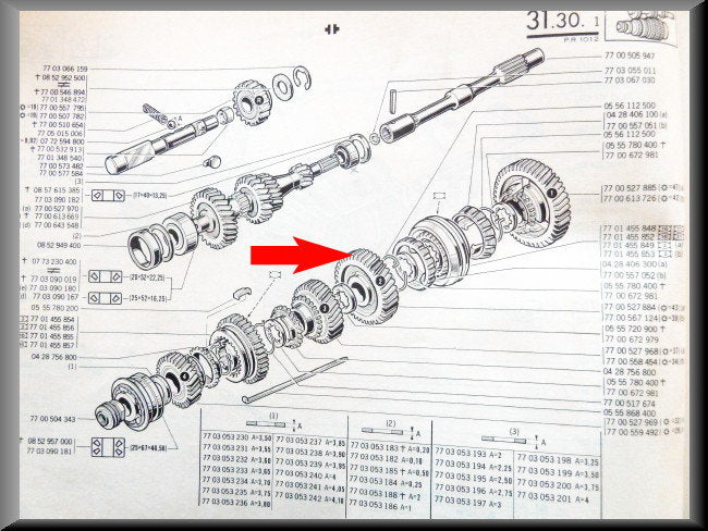 Tandwiel 2e versnelling (43 tanden) – Renault 12 – Renault 16 - OEM 7700527884