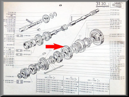 Tandwiel 2e versnelling (43 tanden) – Renault 12 – Renault 16 - OEM 7700527884