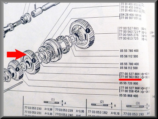 2nd gear cog (38 teeth) – Renault 12 – Renault 16 - OEM 7700563063