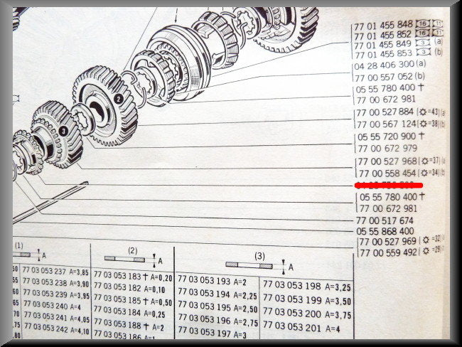 3rd gear cog (34 teeth) – Renault 12 – Renault 16 - OEM 7700558454