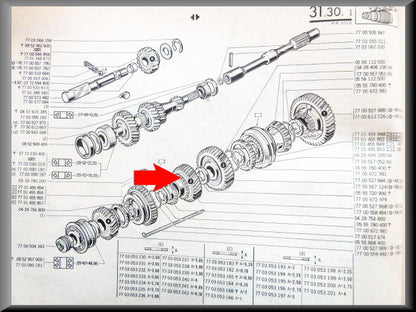 3rd gear cog (34 teeth) – Renault 12 – Renault 16 - OEM 7700558454