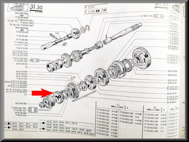 Pignon 4ème vitesse (29 dents) – Renault 12 – Renault 16 - OEM 7700559492