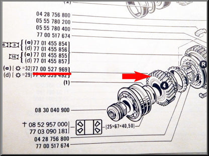 Pignon 4e vitesse (32 dents) – Renault 12 – Renault 16 - OEM 7700527969