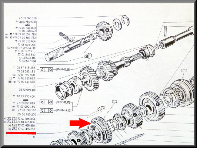 Tandwiel achteruit (37 tanden) – Renault 12 – Renault 16 -  OEM 7701455857