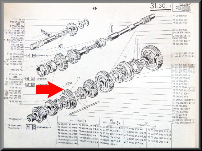 Tandwiel achteruit (37 tanden) – Renault 12 – Renault 16 -  OEM 7701455857