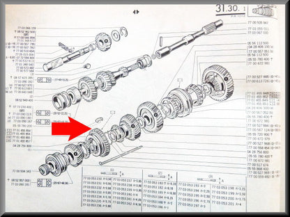 Tandwiel achteruit (37 tanden) – Renault 12 – Renault 16 -  OEM 7701455857