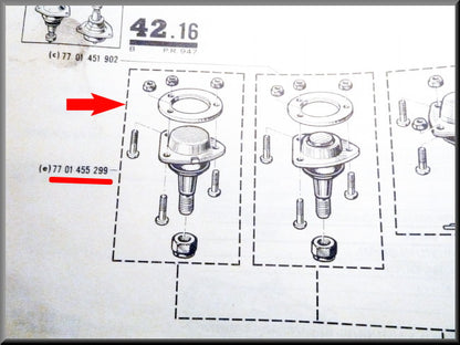 Rotules de suspension supérieure et inférieure – Renault 16 – OEM 7701453022 / 7701455299