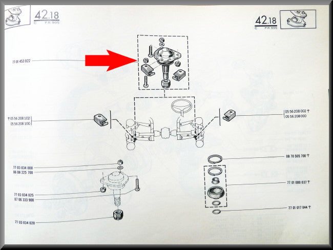 Rotules de suspension supérieure et inférieure – Renault 16 – OEM 7701453022 / 7701455299