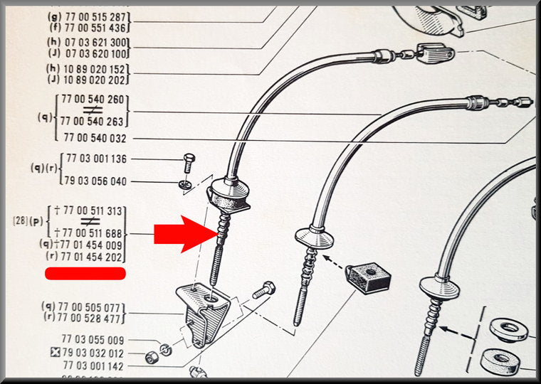 Câble d'embrayage Break – Renault 12 – OEM 7701454202
