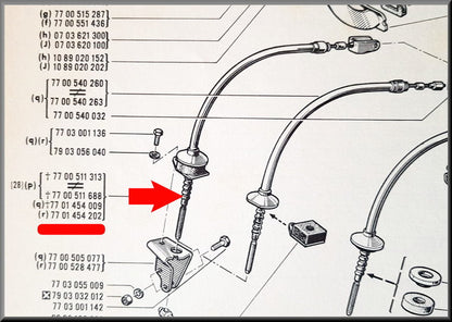 Câble d'embrayage Break – Renault 12 – OEM 7701454202