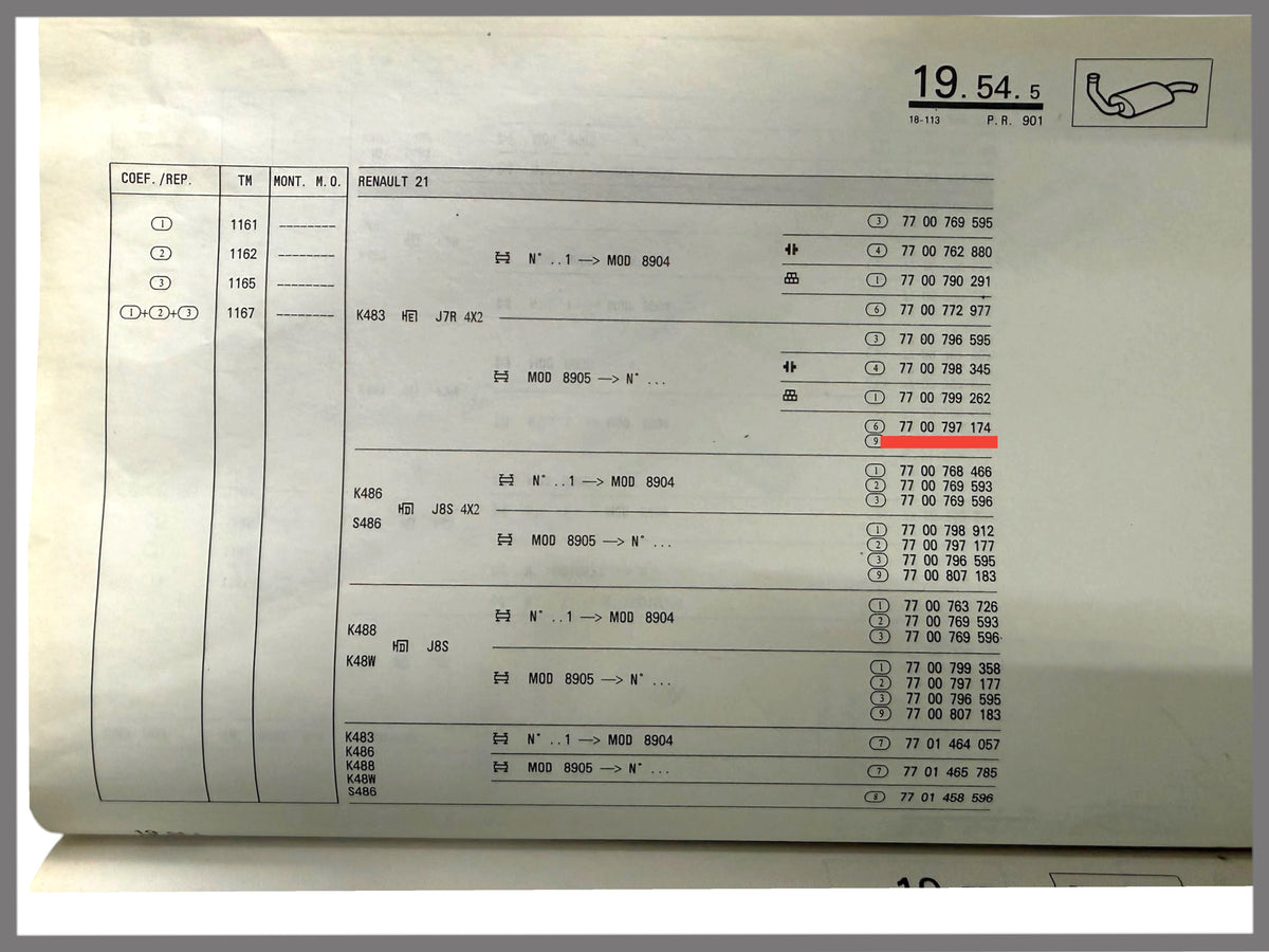 Mittelschalldämpfer - Renault 21 - OEM 7700797174