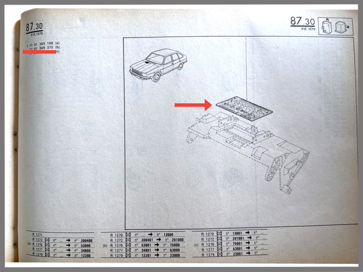 Printplaat - Renault 20 - Renault 30 - OEM 7701349375