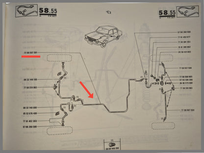 Remleiding van voor naar achter - Renault 12 - Renault 15 - Renault 17 - OEM 7700507501